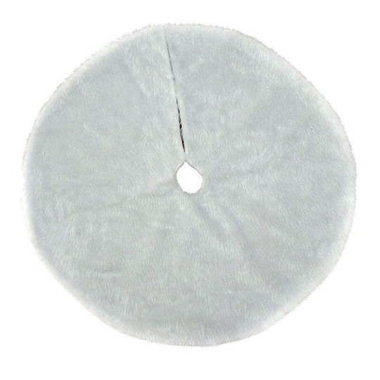 Christmas Tree Skirt White with Furry Texture D90cm.