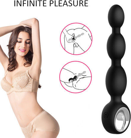 ToyBox Perle anale cu vibrație Negre