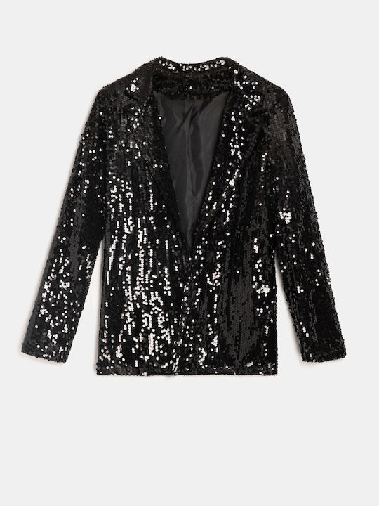 Damen Paillettenblazer Schwarz Damen Paillettenblazer Schwarz
