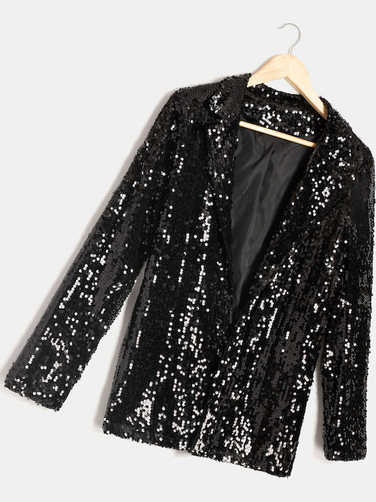 Damen Paillettenblazer Schwarz