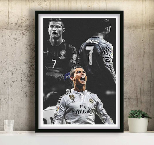 Poster Cristiano Ronaldo Sc034 30cm x 40cm Schwarzer Holzrahmen