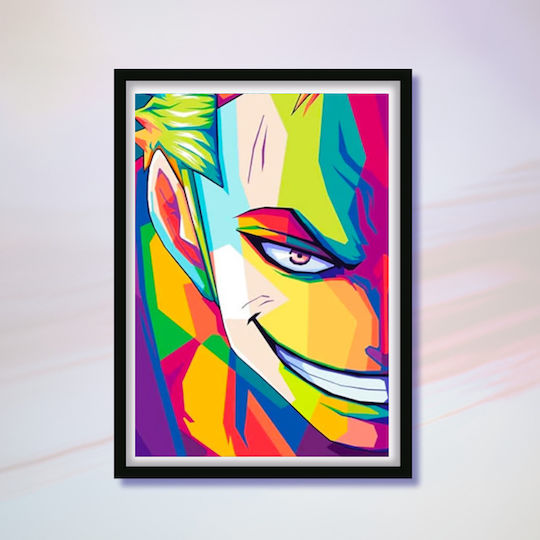 Poster One Piece Zoro An040a 21cm X 30cm Ramă din Lemn Negru