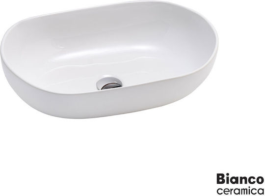 Bianco Ceramica Aufgesetztes Waschbecken Porzellan 57.5x36x14.5cm White