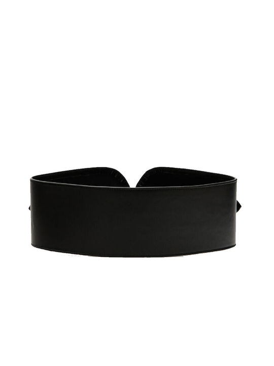 Leather Twist Wide Leather Women's Belt Black