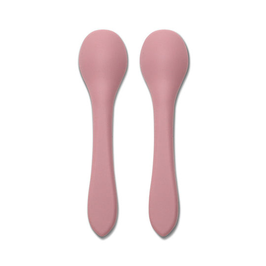 Lorelli Baby Set with Spoons made of Silicone for 4+ months Pink 2pcs