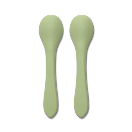 Lorelli Baby Set with Spoons made of Silicone for 4+ months Natural Fresh Green 2pcs