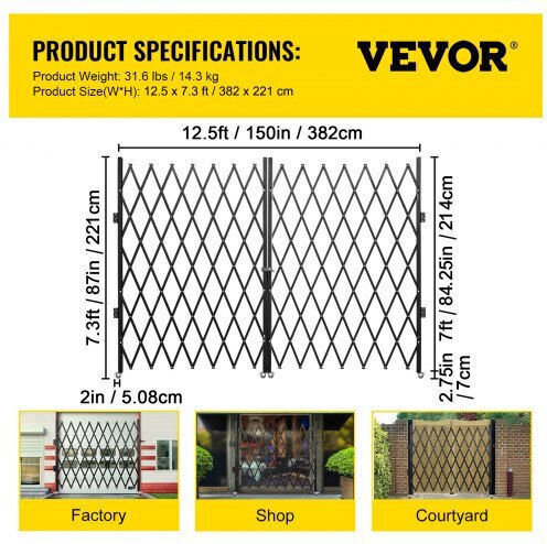 Vevor Metallic Garden Gate in Black Colour