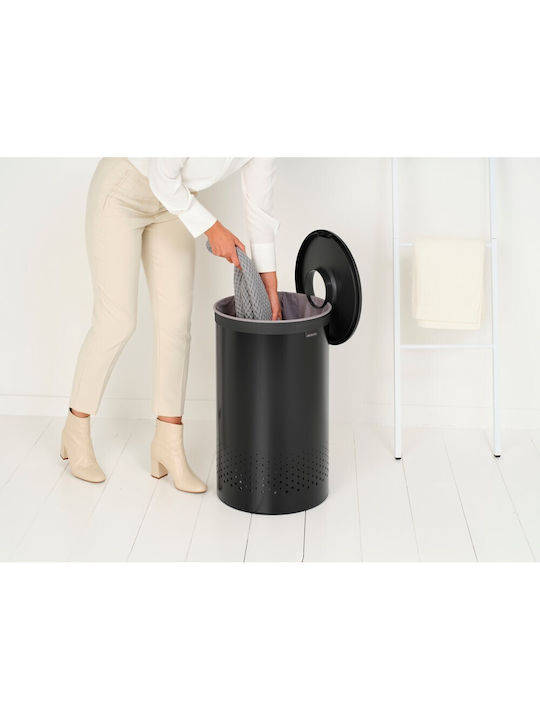 Brabantia Καλάθι Απλύτων Πλαστικό 60lt με Καπάκι Μαύρο
