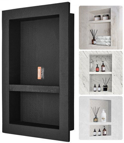 Vevor Corner Wall Mounted Bathroom Shelf Plastic Black