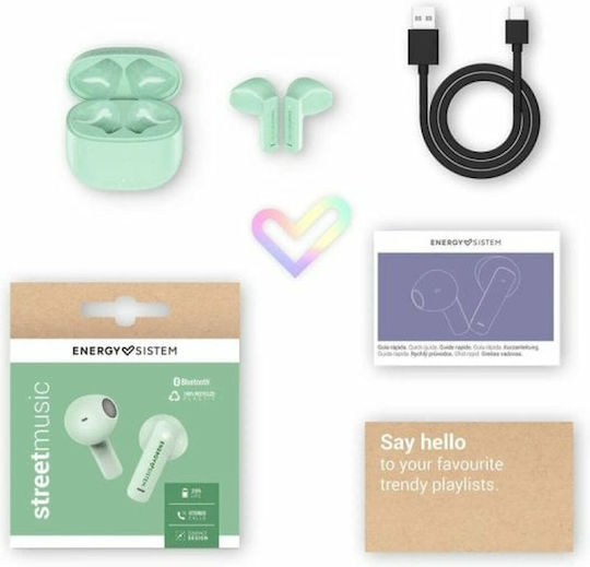 Energy Sistem StreetMusic Earbud Bluetooth Handsfree Earphones with Charging Case Green