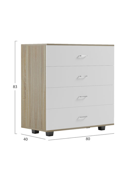 Wooden Chest of Drawers with 4 Drawers Sonama 80x40x83cm