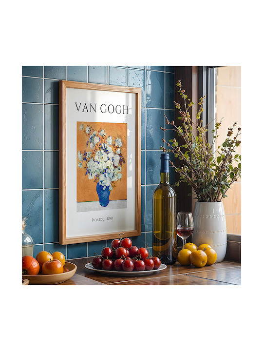 Poster Van Gogh Roses Art095 50cm X 70cm Μαύρο Ξύλινο Κάδρο