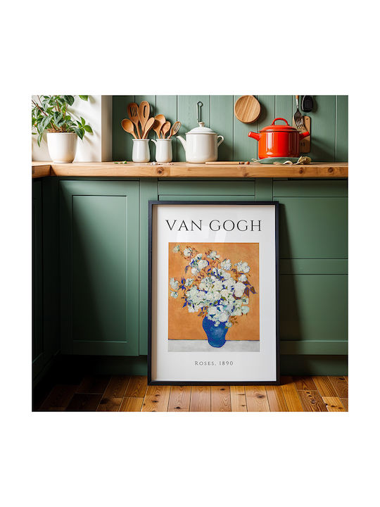 Poster Van Gogh Roses Art095 50cm X 70cm Μαύρο Ξύλινο Κάδρο