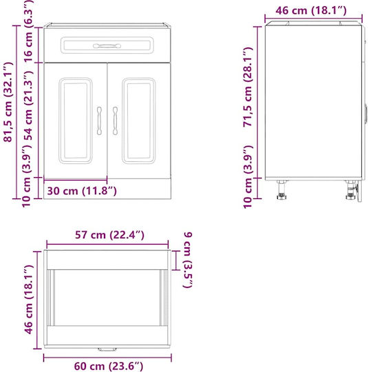 Floor Cabinet Oaks 60x46x81.5pcs