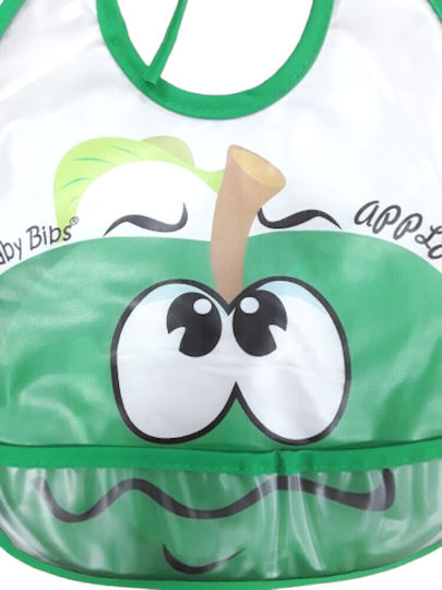 Domina Wasserdicht Lätzchen Stoff mit Spitzenband & Tasche Big Green Apple
