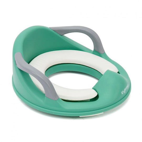 U-Grow Toddler Toilet Seat with Handles and Green Cushion