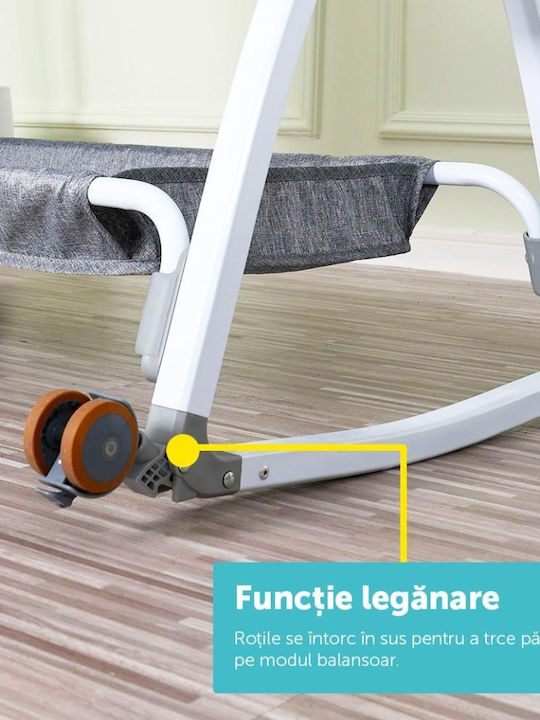 U-Grow Baby Cradle with Mattress and Gray Wheels
