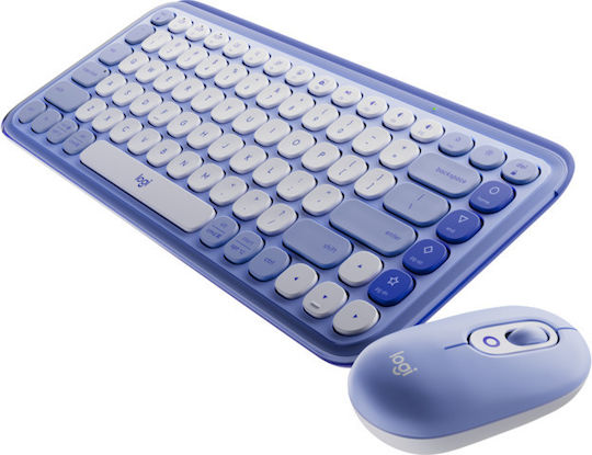 Logitech Pop Icon Безжично Комплект клавиатура и мишка Международен английски Лилав