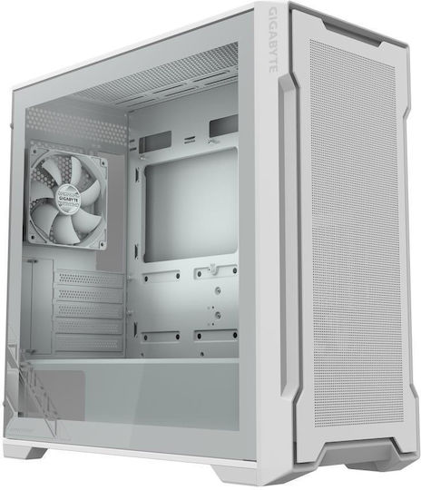 Gigabyte GB-C102GI Gaming Midi Tower Computer Case with Side Window and RGB Lighting White