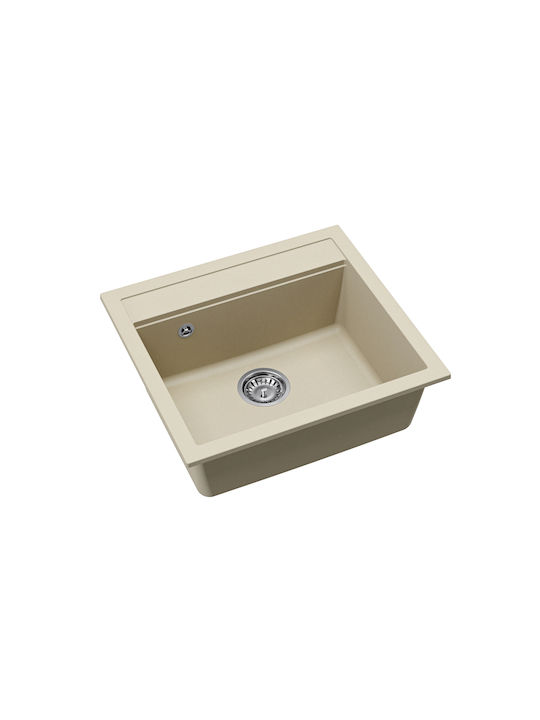 Quadro SQQ100 Drop-In Kitchen Sink Made of Liquid Granite Length 56cm Width 51cm Beige