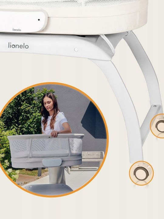 Lionelo Λίκνο με Στρώμα και Ρόδες Λευκό
