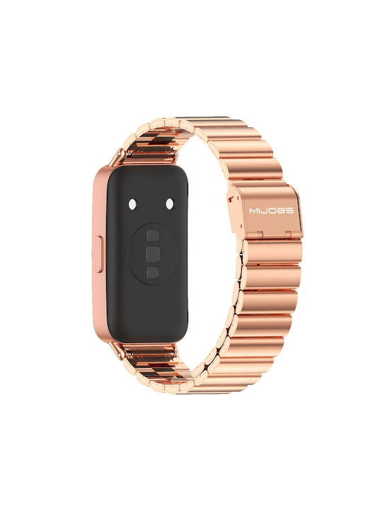 Mijobs Λουράκι Ανοξείδωτο Ατσάλι Ροζ Χρυσό (Huawei Band 8)