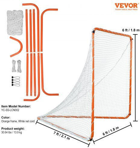 Portable Lacrosse Goal Vevor 6'x6' Net Carrying Bag Orange Zqgqqmtjk66yio3rgv0