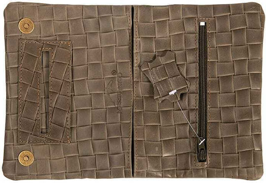 Mestango Lederne Tabaktasche in Braun mit Verschluss 15.5x8cm