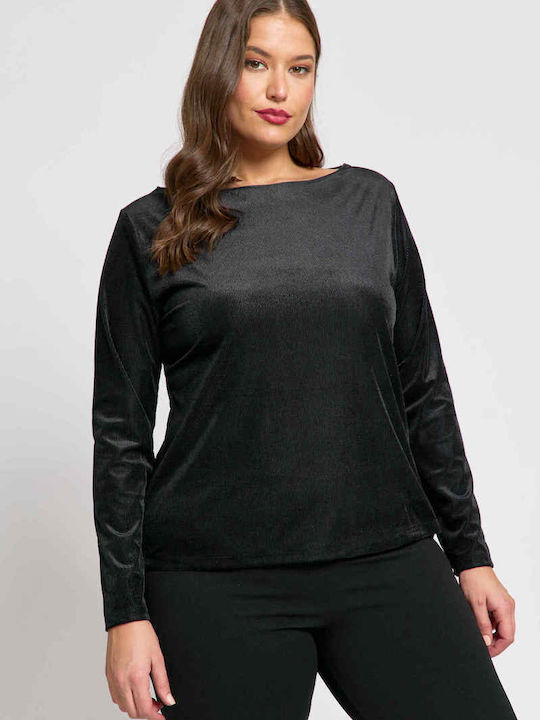 Women's Blouse Velvet Black