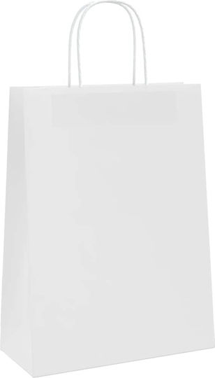 vidaXL Paper Bag for Gift White 26x35x12cm. 50pcs