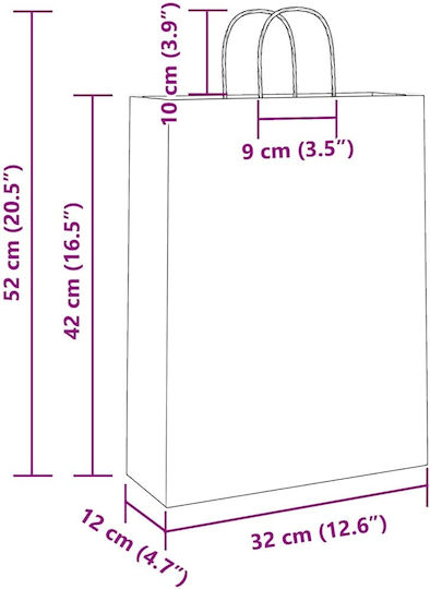 vidaXL Papier Tasche für Geschenke Rosa 32x42x12cm. 50Stück