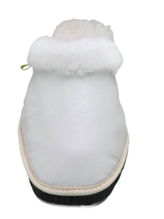 Anatomical Leather Women's Slippers in White color