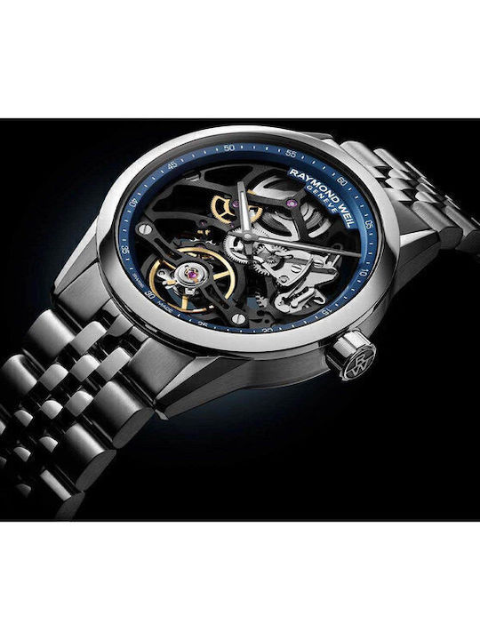 Raymond Weil Freelancer Ανδρικό Ρολόι Αυτόματο με Ασημί Μεταλλικό Μπρασελέ