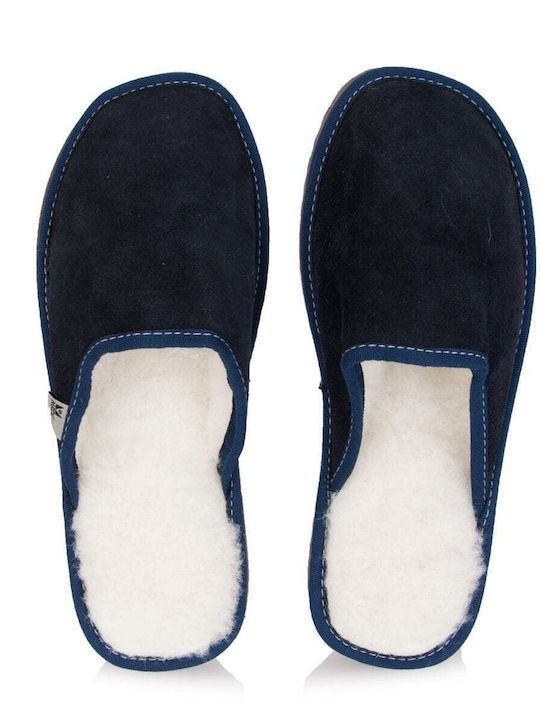 MRDline Men's Slippers with Fur Blue