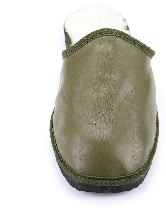 Men's Leather Slippers Green