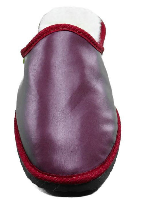 Men's Leather Slippers Burgundy