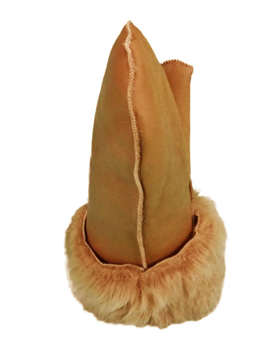 Unisex Leather Gloves with Fur Tabac Brownc Brown