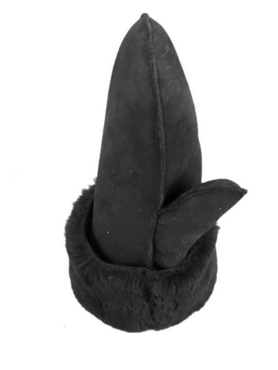 Unisex Leather Gloves with Fur Black