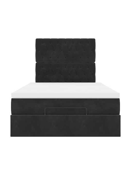 Doppelbett Mit Stoff Schwarz Mit Stauraum Mit Lattenrost & Matratze 120x190cm