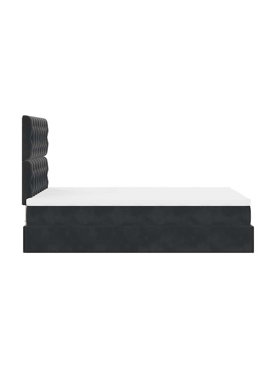 Doppelbett Mit Stoff Schwarz Mit Stauraum Mit Lattenrost & Matratze 120x190cm