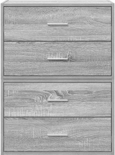 Wooden Chest of Drawers with 4 Drawers Grey Sonoma 60x31x60cm