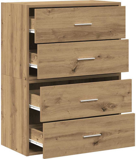 Wooden Chest of Drawers with 4 Drawers Coffee 60x31x60cm