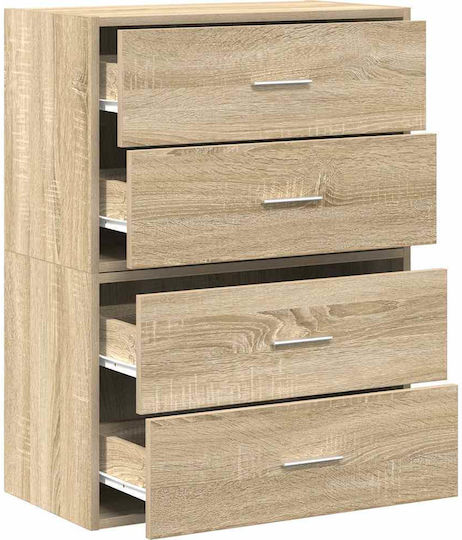Wooden Chest of Drawers with 4 Drawers Sonoma Oak 60x31x60cm