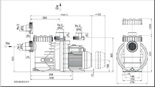 BWT Infinity Poolwasserpumpe Filter Dreiphasig mit Leistung 1.5hp