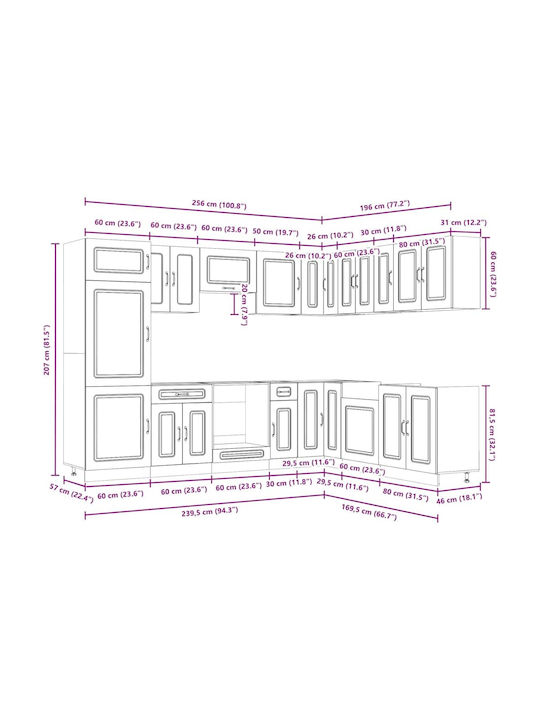 Vidaxl Kitchen Cabinet Set 14 Pieces Kalmar Engineered Wood