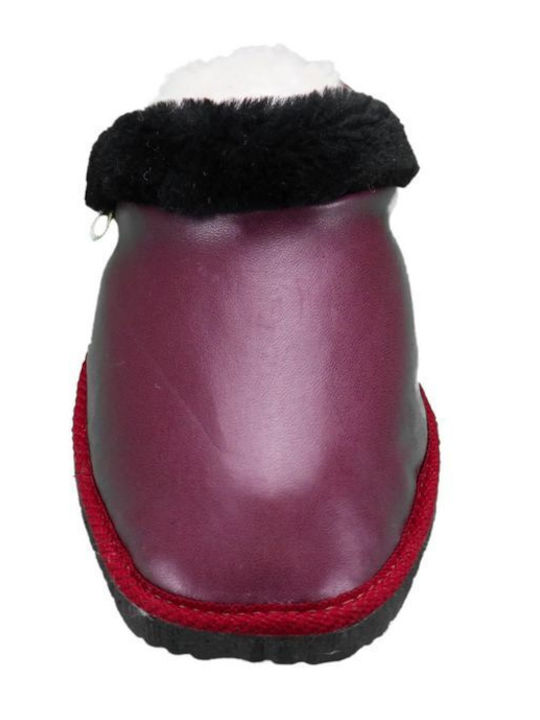 Anatomical Leather Women's Slippers in Burgundy color