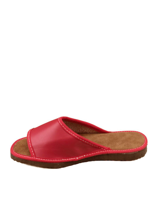 Lederne Winter Damen Hausschuhe Rote