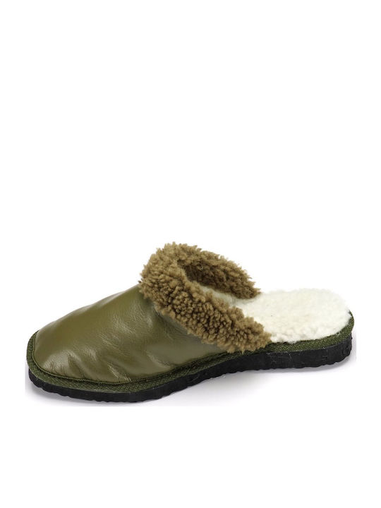 Anatomical Leather Women's Slippers Green