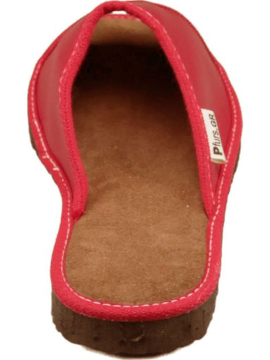 Lederne Winter Damen Hausschuhe Rote