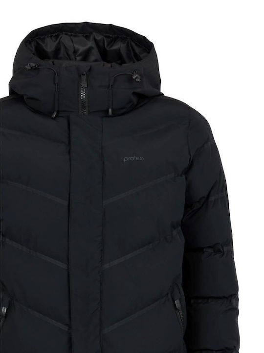 Μακρύ Γυναικείο Puffer Μπουφάν για Χειμώνα Black